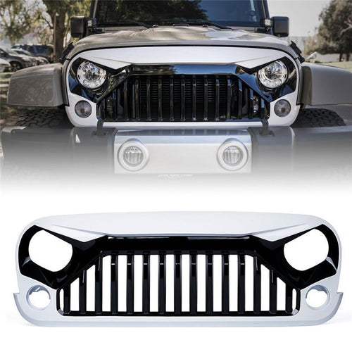 2007-2018 Jeep Wrangler Painted Black White Grille