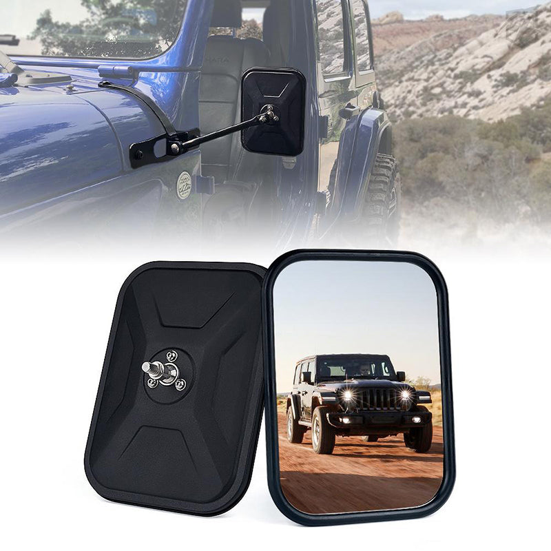 Crawlertec Black Aluminum Side Mirrors for Doorless 2018+ Jeep Wrangler JL JLU