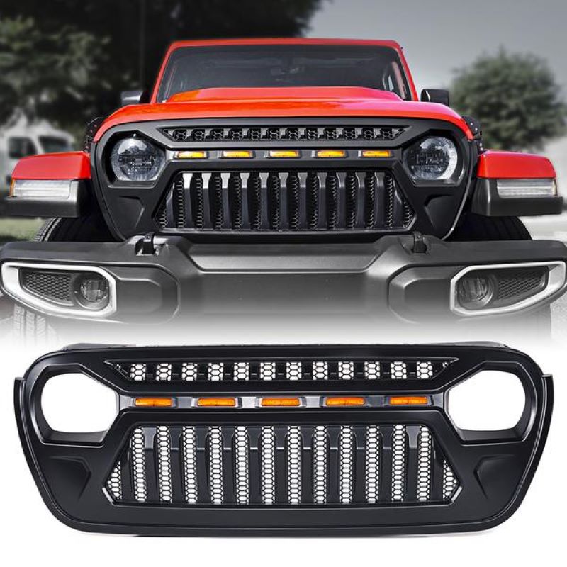 Crawlertec Black Gladiator Grille with Amber LED Running Lights