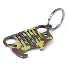 Load image into Gallery viewer, Crawlertec USA ONLY Green Camo Jeep Wrangler Keychain Bottle Opener
