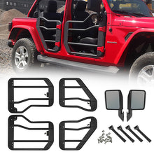 Load image into Gallery viewer, Crawlertec Crossbar Style Tube Doors with Side View Mirror for 2018+ Wrangler JL 4 Door
