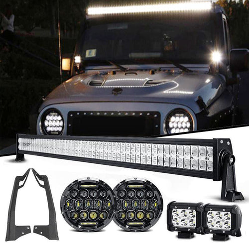 Crawlertec Jeep JK - All in Package 52'' Light Bar & LED CREE Headlights & 2 Pods and All Bracket