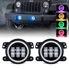 Load image into Gallery viewer, Bluetooth 4&quot; CREE LED Fog Lights with RGB Halo Angle Eye For Jeep JK/JL/JT
