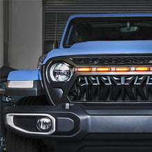 Load image into Gallery viewer, Jeep Wrangler JL JT Black Shark Grille with Amber LED Running Lights
