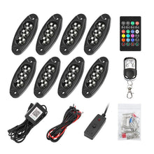 Load image into Gallery viewer, 8 Pcs RGB Universal LED Rock Lights with Bluetooth APP and Remote Control
