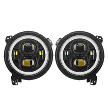 Load image into Gallery viewer, Crawlertec Newest 9&quot; Halo LED Headlights With White DRL &amp; Amber Turn Signals For 2018+ Jeep Wrangler JL And Jeep Gladiator JT
