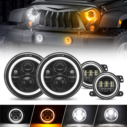 JK LED Halo Headlights and Fog Lights